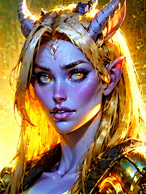 masterpiece, highlydetailed, hyperealistic, portrait of a beautiful draenei female, pale grey skin, perfect face featurs, thin n...