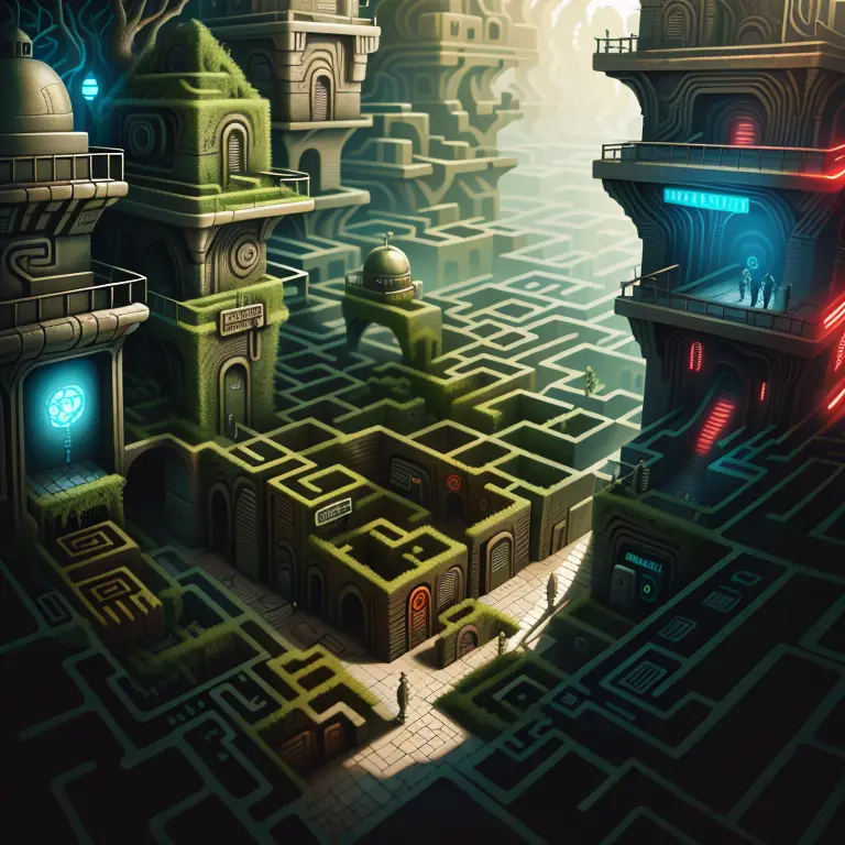 1:1, Labyrinth, cyberpunk dystopian maze