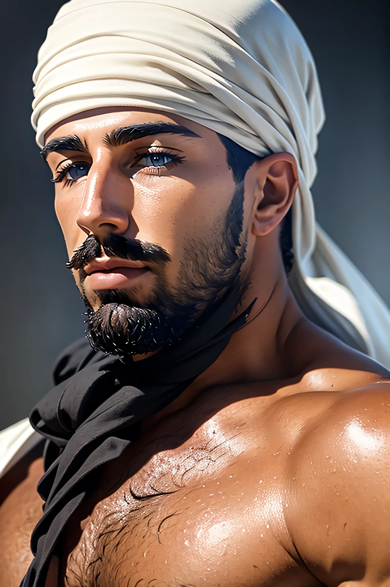 bleu persan, mode arabe, style arabe, thobé, Turban, Fermer