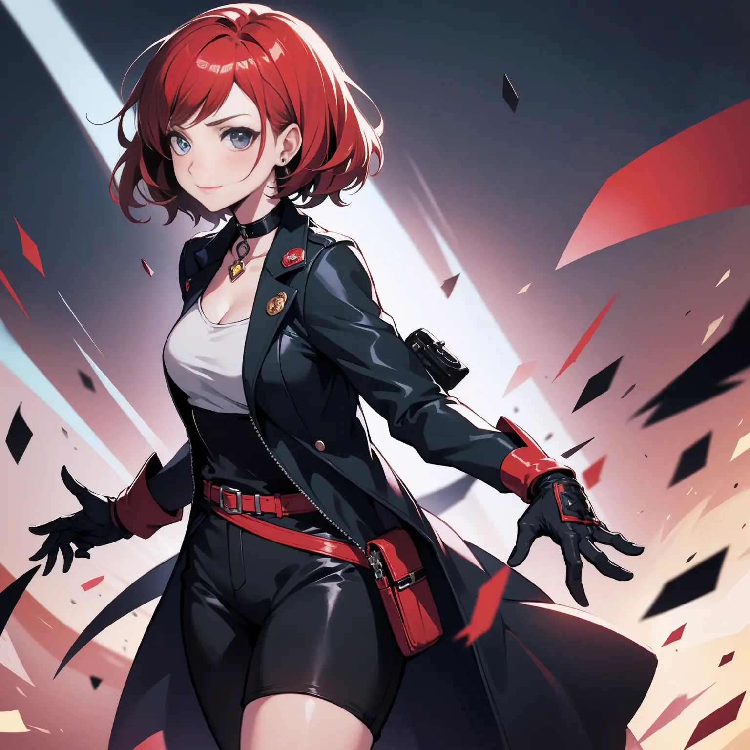 anime art of a female super model character with red bob - SeaArt Al -  бесплатный генератор искусства ИИ