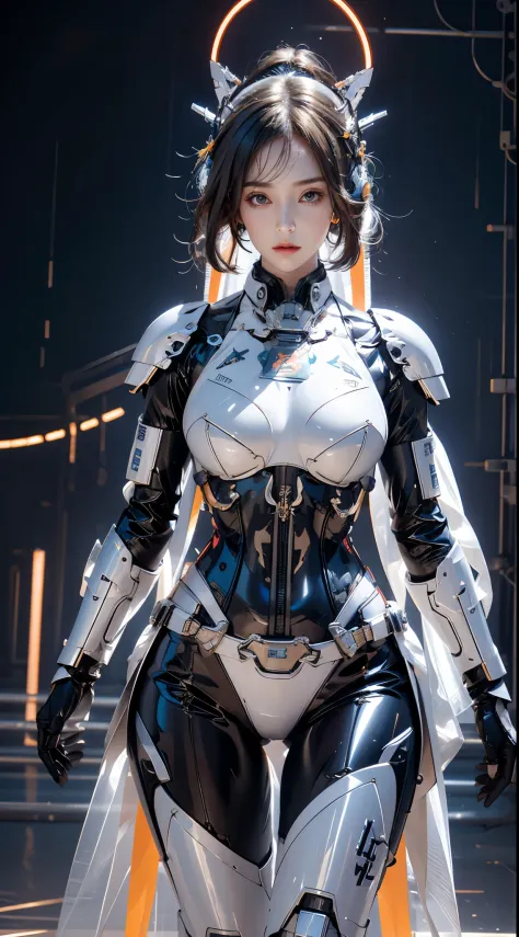 Photorealistic, High resolution, 1womanl, maturefemale, Solo, hips up high, 机器人, mecha musume,Mechanical parts, 机器人 joints,Singl...