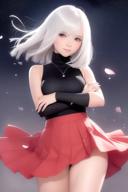 (short flowy haircut) , cute medium side bangs, ((white hair)), galaxy scenery background, (starry evening sky), ultra detailed,...