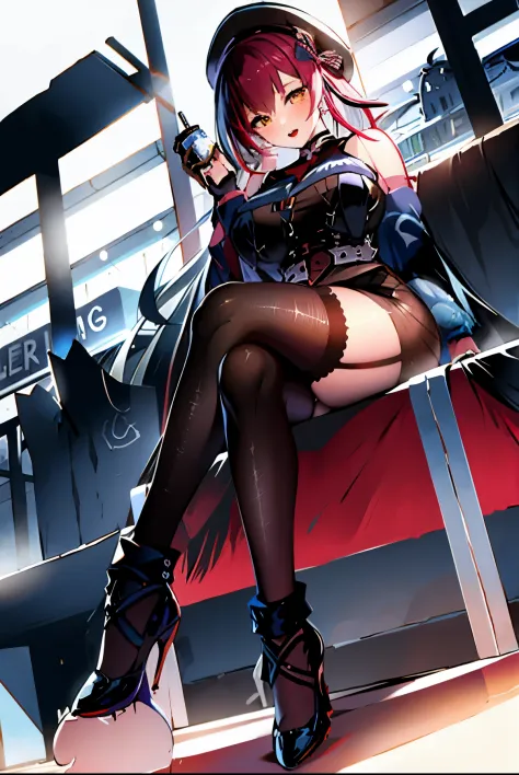 Anime girl sitting on bench，Carrying a bag，With a hat on, finely detailled. Girl Front, from Girl Front, Popular topics on cgstation, cgstation trends, azur lane style, of anime girls, Girl Front style, Girl Front cg, From《Azur route》videogame, pixiv 3dcg,...