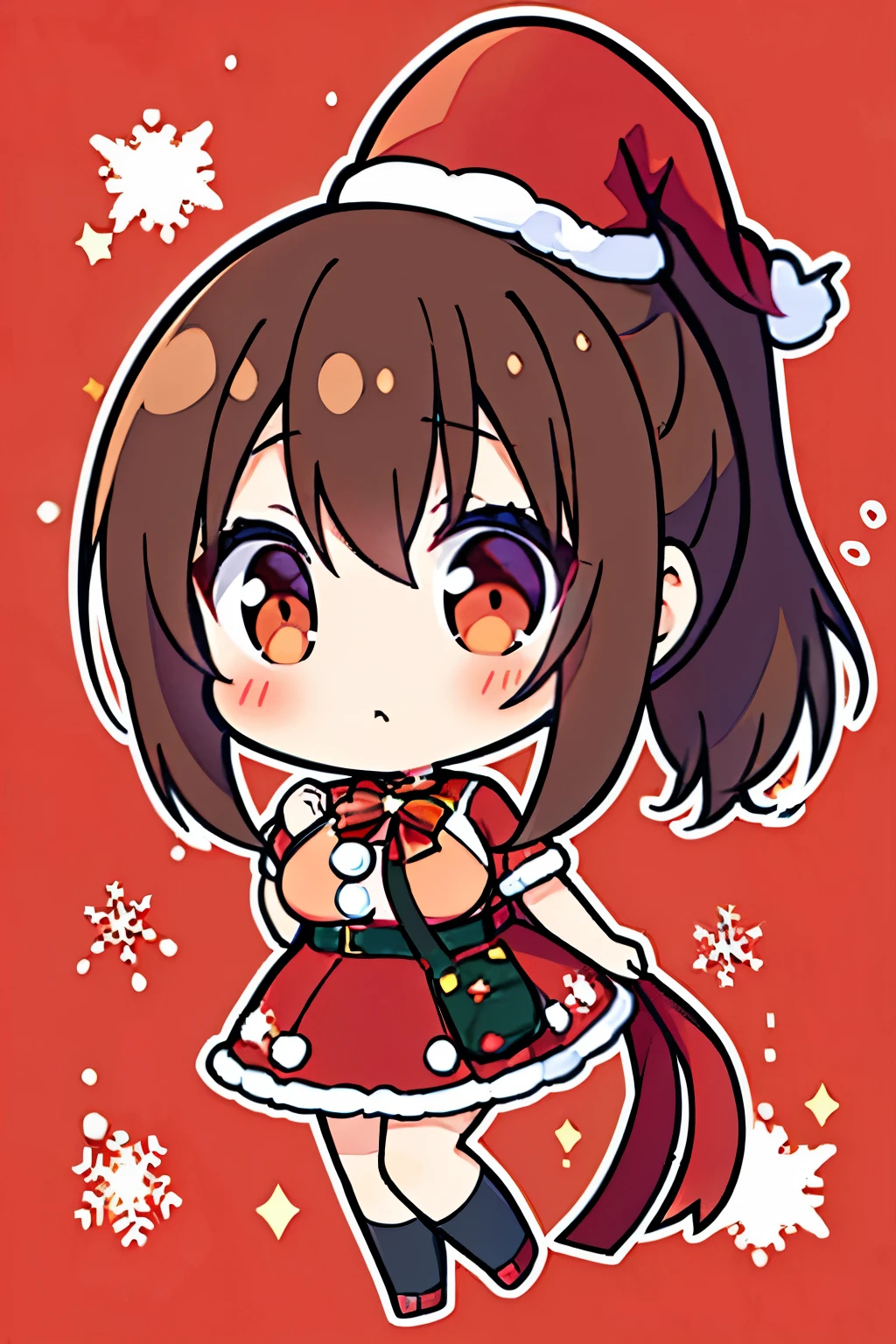 A cartoon girl in a christmas outfit holding a candy cane - SeaArt AI