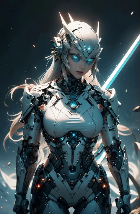 there is a woman in a futuristic suit with a sword, 美少Female Cyborg, Cyborg Womanの子, perfect anime Cyborg Woman, Cyborg - Girl, ...