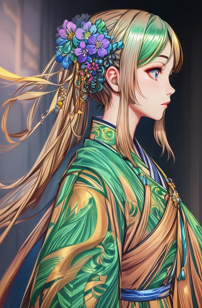 1girl, (shiny skin:1.2), detailed Gorgeous and sexy Hanfu, detailed Colorful hair ornaments, exquisite and delicate eyes, BREAK, country road background, clear blue sky, detailed background, Studio Ghibli Style, Ghibli color, Miyazaki Hayao style, Makoto Niitsu and Makoto Shinkai style, extremely detailed, highest detailed, detailed intricate, vivid color, (best quality, masterpiece, Representative work, official art, Professional, unity 8k wallpaper:1.3)