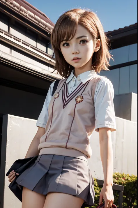anime girl in school uniform holding a camera and a bag, kantai collection style, anime visual of a cute girl, makoto shinkai. d...