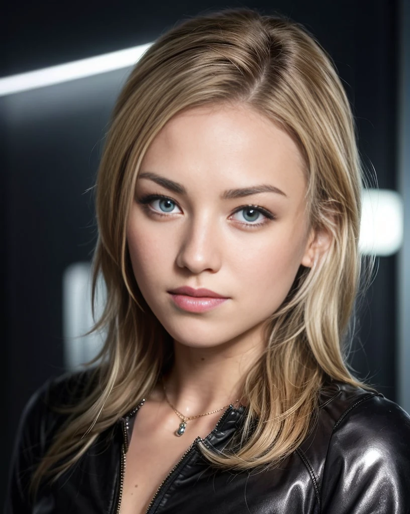 Photo of Yvonne Strahovski in a mecha suit, Solo, Blue eyes, Reverse Bob  Haircut - SeaArt AI