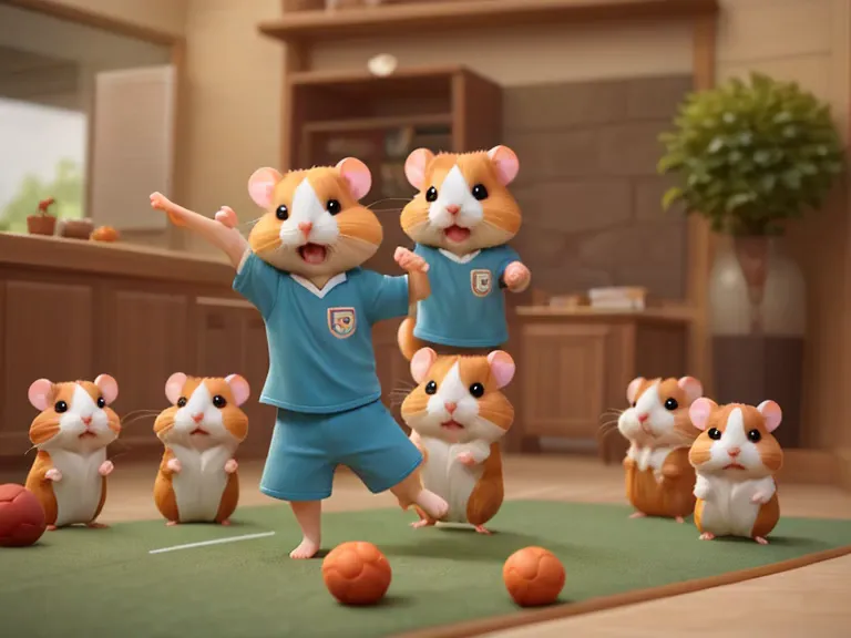 (hamsterサッカー),サッカーボールとhamster,run,​masterpiece,top-quality,fluffy hamsters,all displayed,chibi,cute little,,a delightful,tre ana...