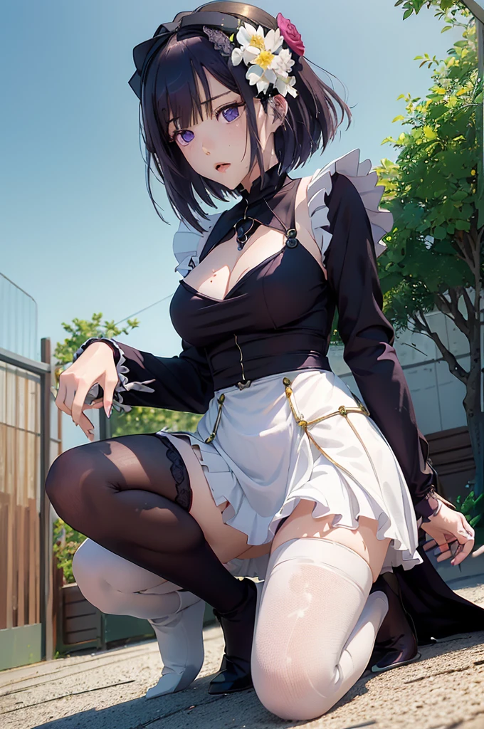 (((Young White Woman))), ((Best Quality)), ((Masterpiece)), (Detail: 1.4), 3D,MarinLora, blush, short hair, black hair, hair ornament, thighhighs, long sleeves, dress, purple eyes, purple hair, flower, (nude), pastel, Centered, scale to fit the dimensions, nffsw (High dynamic range),Ray tracing,NVIDIA RTX,Hyper-Resolution,Unreal 5,Subsurface Dispersion, PBR Texture, Post-processing, Anisotropy Filtering, depth of fields, Maximum clarity and sharpness, Multilayer textures, Albedo and specular maps, Surface Shading, accurate simulation of light and material interactions, Perfect proportions, Octane Render, Two-tone lighting, Wide aperture, Low ISO, White Balance, thirds rule, 8K Raw, Crysisnanosuit,loraeyes,nijistyle,pantyhose, freckles, nsfw, sexual pose ,High detailed, 300dpi, pornstar, ((((white background))), (((sexy pose))), (((flirt))) ((fullbody))