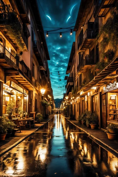 Num entardecer dourado, an ancient city reveals its nostalgic characteristics: ruas desgastadas, classic houses and soft lights ...