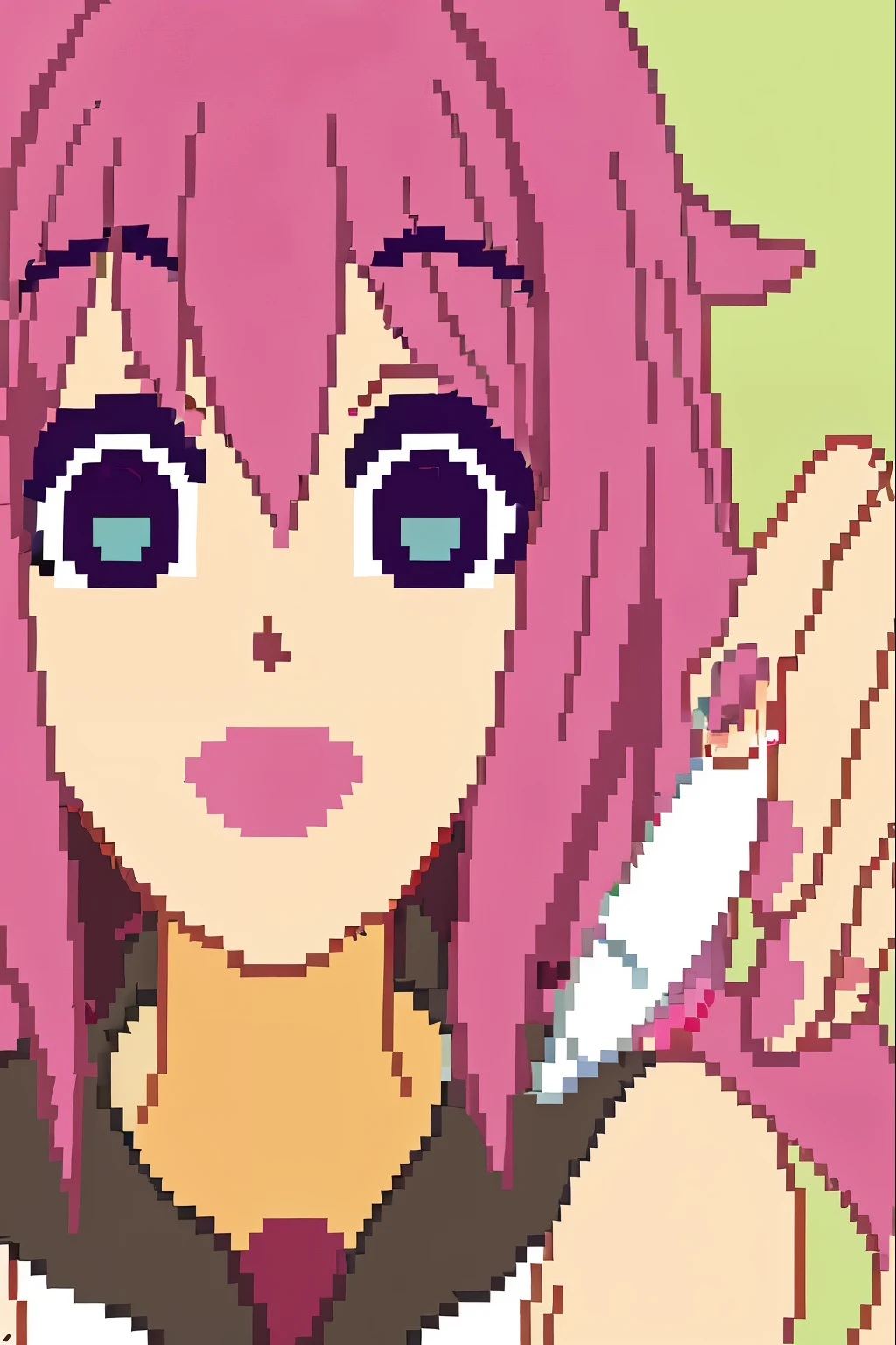 Anime girl with pink hair and purple hair holding a cell phone - SeaArt AI