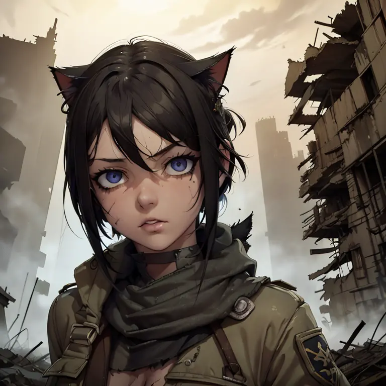 cat girl soldier,detailed eyes and face,longeyelashes,beautiful detailed eyes,beautiful detailed lips,extremely detailed eyes an...