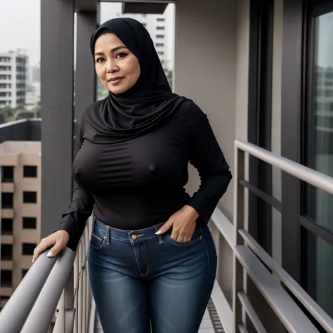 Wanda Hamidah, 56 years Old, Hijab Malaysian mature woman, Saggy