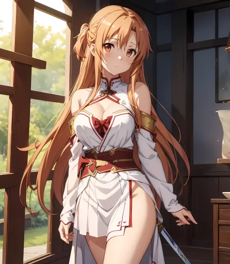 {asuna yuuki(The Art of the Sword Online)}, 1girl, tmasterpiece、cleavage, topquality、NSFW, Full nudity、{{Former toy, , {Lovejuice}, {Cockroach in }, white panty, lifting skirt