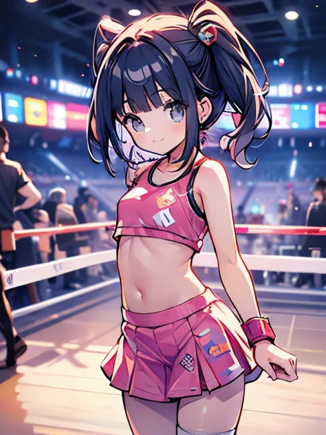 boxing、teens girl、Gamine、(A girl child:1.2)、a navel、cute little、skirt by the、boxing、sports wear