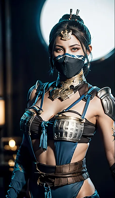 (foto de alta qualidade, ultra realista, 8k, personagem do jogo mortal kombat), mileena super bela com seu traje roxo, foto tira...