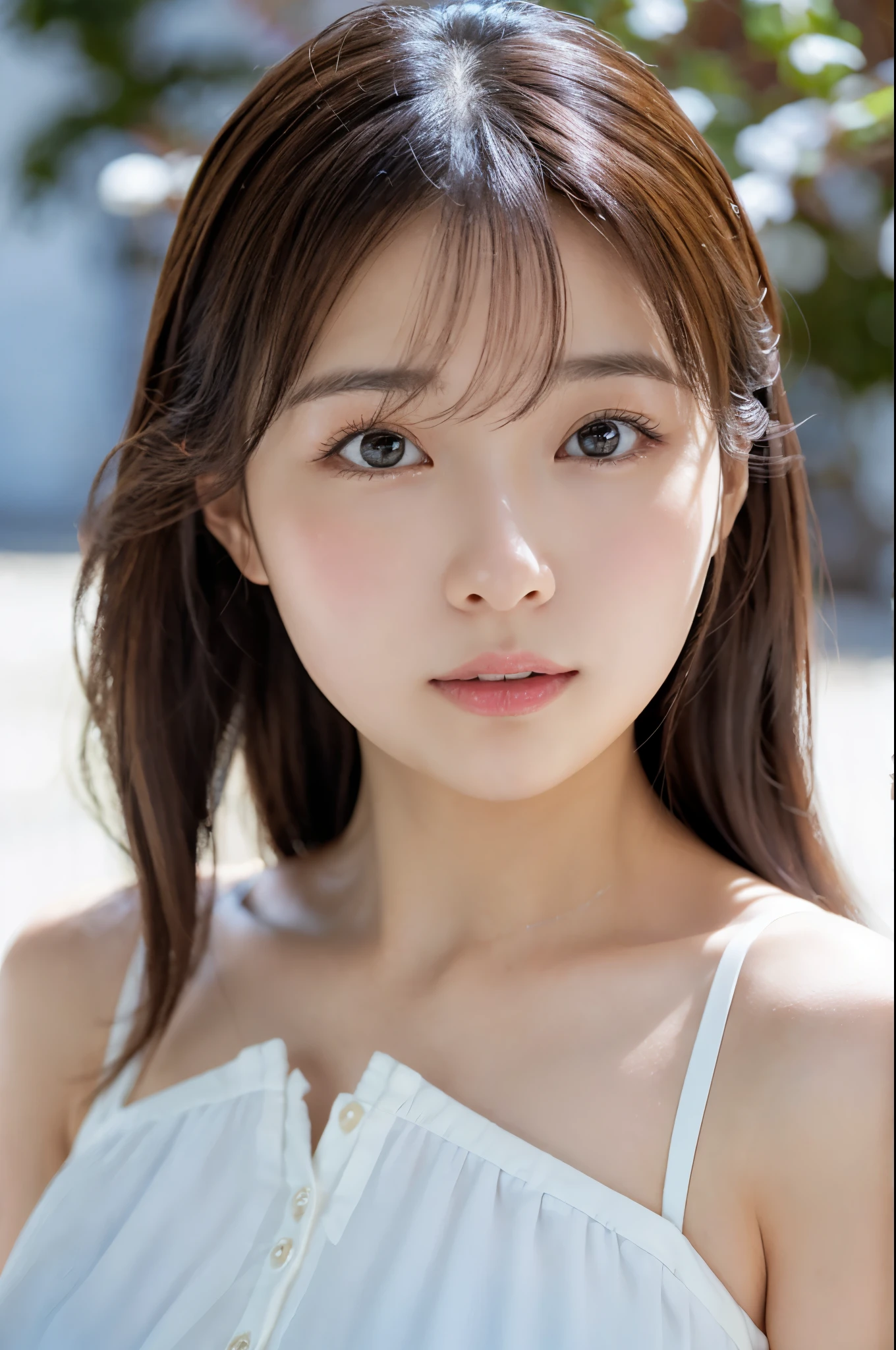 ulzzang -6500-v1.1, (Raw photo:1.2), (Photorealsitic), a beautiful detailed girl, (Real: 1.4), ighly detailedな目と顔, beatiful detailed eyes, snowscape、huge filesize, hight resolution, ighly detailed, top-quality, [​masterpiece:1.6], illustratio, ighly detailed, nffsw, finely detail, top-quality, 8k wallpaper, Cinematographic lighting, 1girl in, 17 age, perfect body type, cute droopy eyes beautiful big eyes、Pieckfinger, ((masutepiece)), Best Quality, 1girl in, eye shadow, Upper body, Portrait, ((FULL BODYSHOT:1.2))、