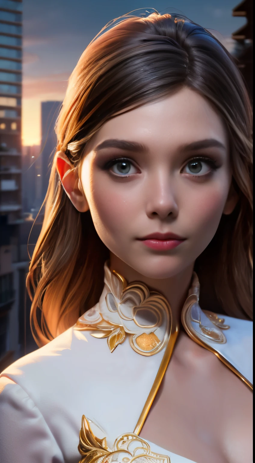 photo d&#39;Elizabeth Olsen, brut, Belle femme, ((portrait)), ((détaillé face:1.2)), ((détaillé facial feature, détaillé skin, peau propre), (corps parfaitement proportionné, petits seins), (porter une robe) (high détaillé city environment, balcon de l&#39;appartement), (photo réaliste, meilleure qualité, détaillé), (Fond d&#39;écran 8k), (éclairage cinématographique, éclairage dramatique) (netteté, complexe)