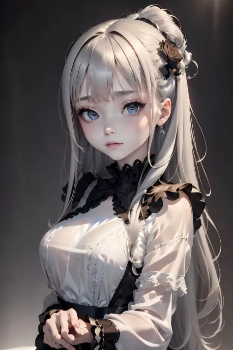 parfect anatomy、top-quality、masuter piece、ultra-detailliert、8ｋ、14years、Correct depiction of the human body、Full Body Angle、Delicately drawn face、Detailed eyes,Beautiful eyes、Infinitely clear eyes、Woman with a pretty face、Gothic Lolita Fashion、Black Gothic ...