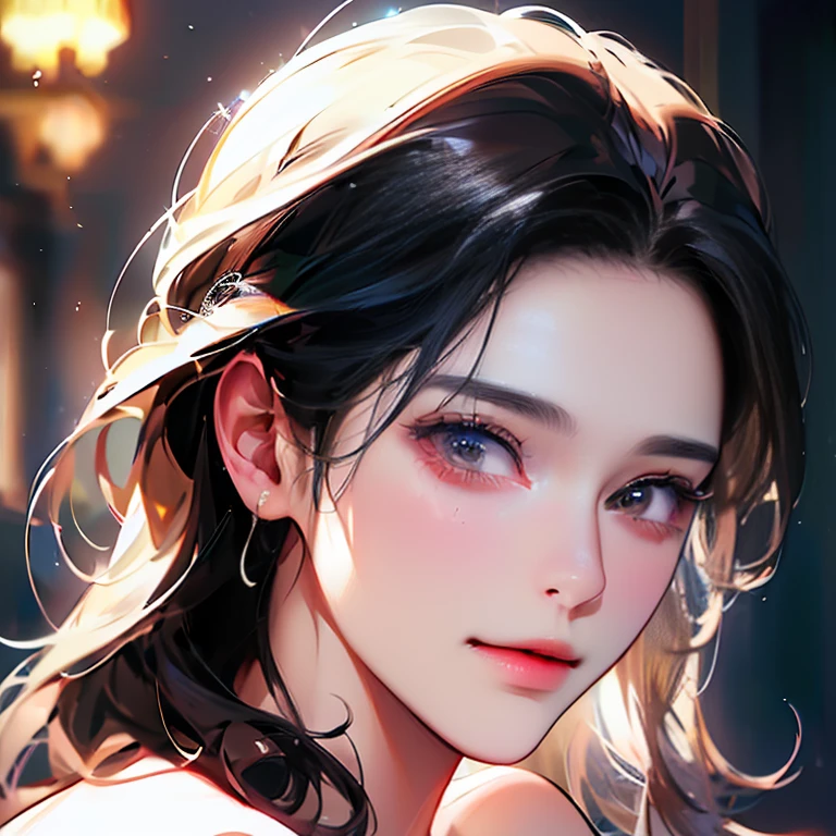 (best quality,4k,8k,highres,masterpiece:1.2),ultra-detailed,(realistic,photorealistic,photo-realistic:1.37),portrait,men and women in their 20s,brunette semi-long hair,open eyes surprised,men short black hair,one hand on woman's cheek,closed eye with a smile,interior setting