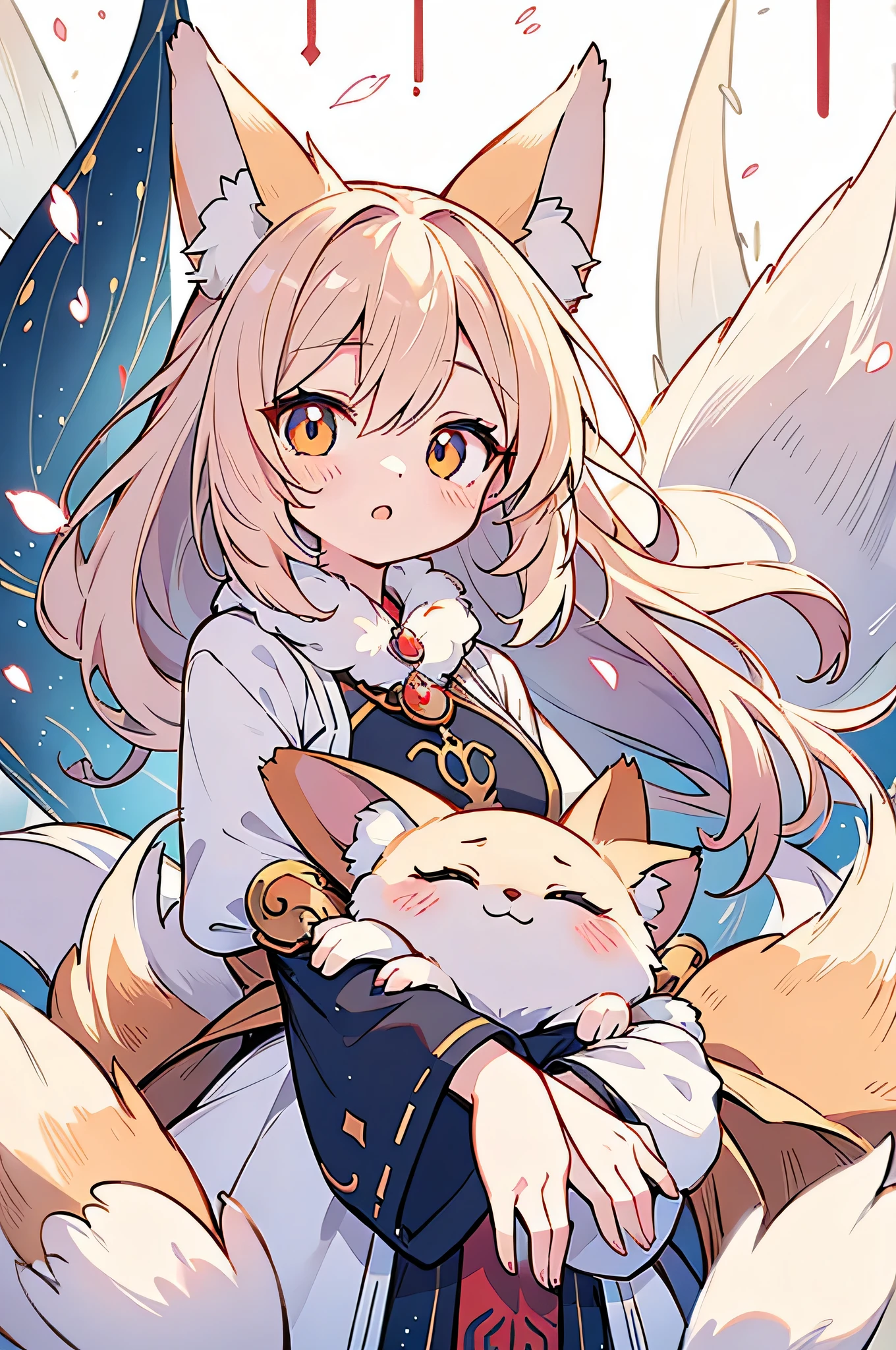 Title: "Enchanting Fox Spirit"

Description:
Create an AI-generated artwork featuring a charming and cute fox girl with an enchanting expression. Imagine a mischievous yet endearing character, blending human and fox features seamlessly. Focus on conveying emotion through her eyes and facial expression. Experiment with a balance of innocence and playfulness, capturing the essence of a magical fox spirit. Feel free to incorporate elements like furry ears, a hint of whiskers, and perhaps a subtle touch of ethereal glow around her. Explore various color palettes to enhance the enchanting atmosphere. Be creative and have fun bringing this delightful fox girl to life!