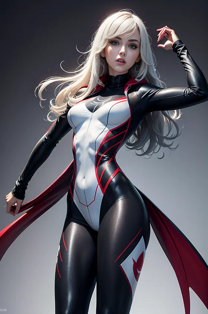 spider gwen, hot, partial , hightquality, dynamic poses, beautiful, gorgeous, in love,short suit, spider in a suit, white black ...