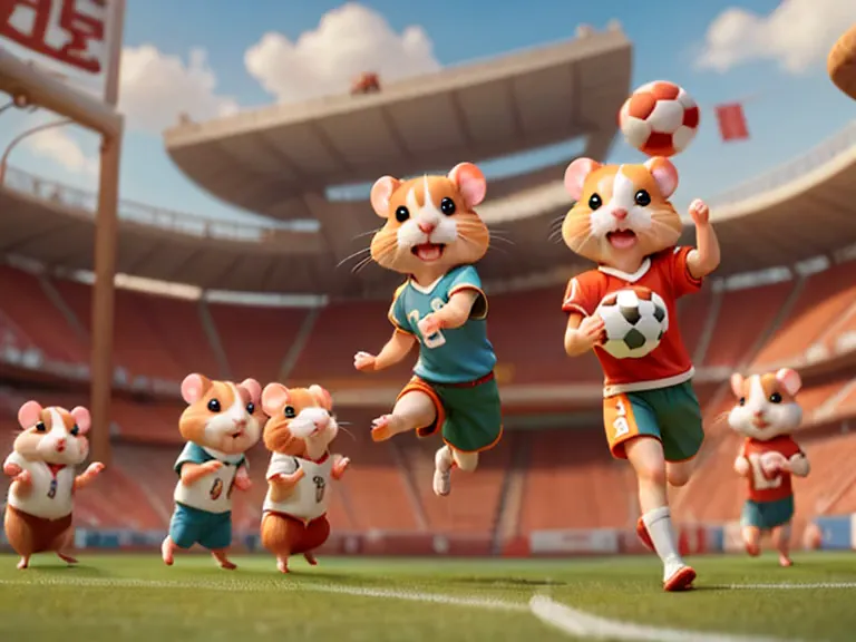 (hamsterサッカー),サッカーボールを追いかけるhamster,run,football uniform,football stadium background,​masterpiece,top-quality,fluffy hamsters,all...