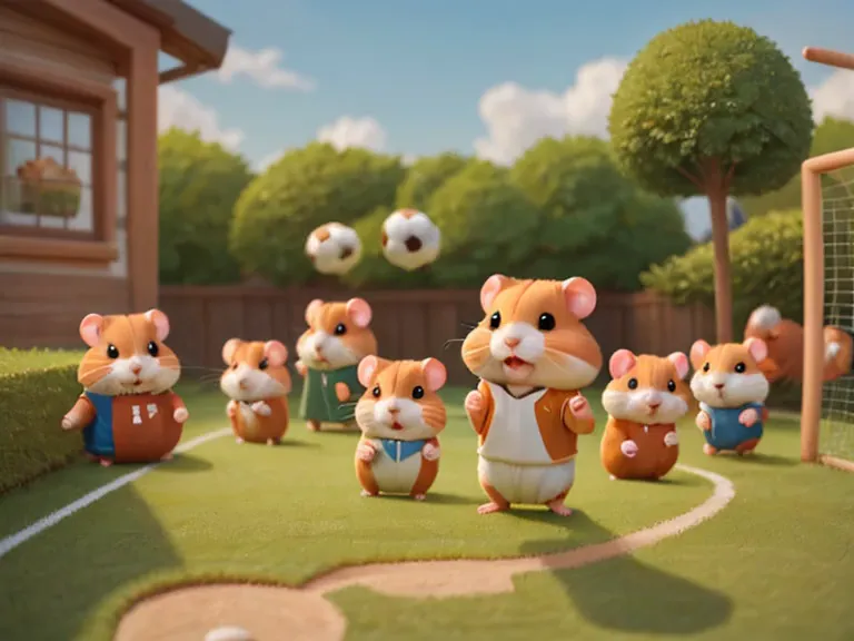 (hamsterサッカー),サッカーボールを追いかけるhamster,run,football uniform,football field background,​masterpiece,top-quality,fluffy hamsters,all d...