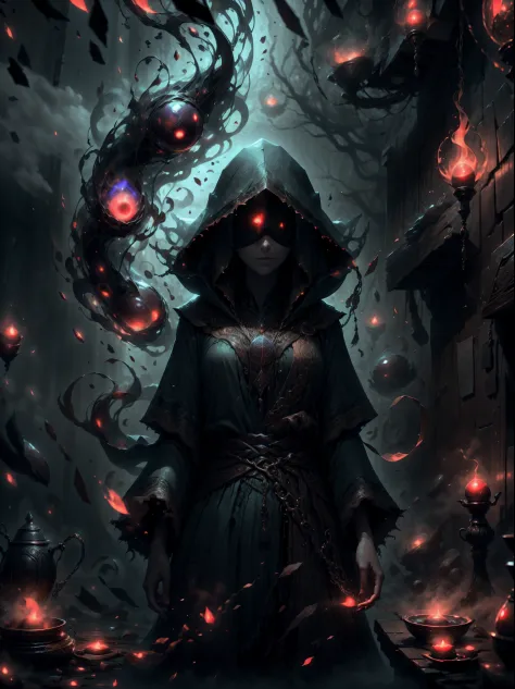 You are a small and mysterious girl, surrounded by cloud ((Fog, which hides your intimate secretut)) allows you to see a slender figure and thin waist. Everything about you speaks of dark magic and death., starting with the dark color of your cloak and end...