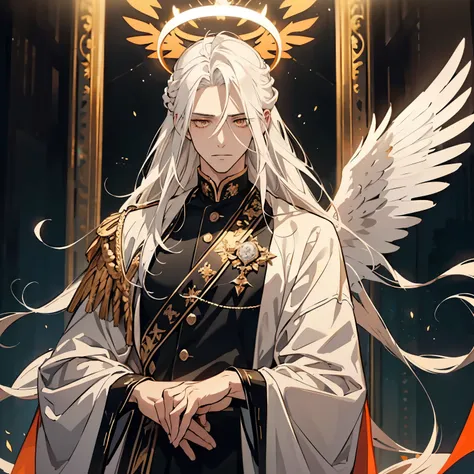 He is a Dominion Angel. He has pure white hair. His hair is moderate in ...