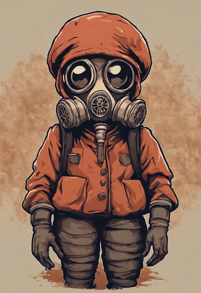 portrait of a little mushroom woman. Wearing a gas mask. Prominent eyes, illustration, anime, vector, nft, azuki style, anime style, single shot, complex background, colorful best image quality, masterpiece, super high resolution, (fidelity:1. 4), mugshot frame photo