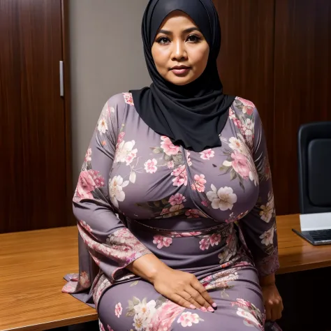 56 years Old, Hijab Indonesian mature woman, Big Tits : 46.9, Lace Bra,  curvy body - SeaArt AI