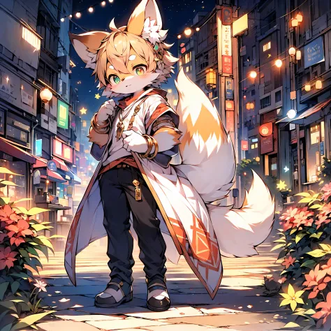 Best quality, Highest definition, tmasterpiece, 12k, soft line, pastelcolor, Complicated details, Shota the Fox, human - shaped,...