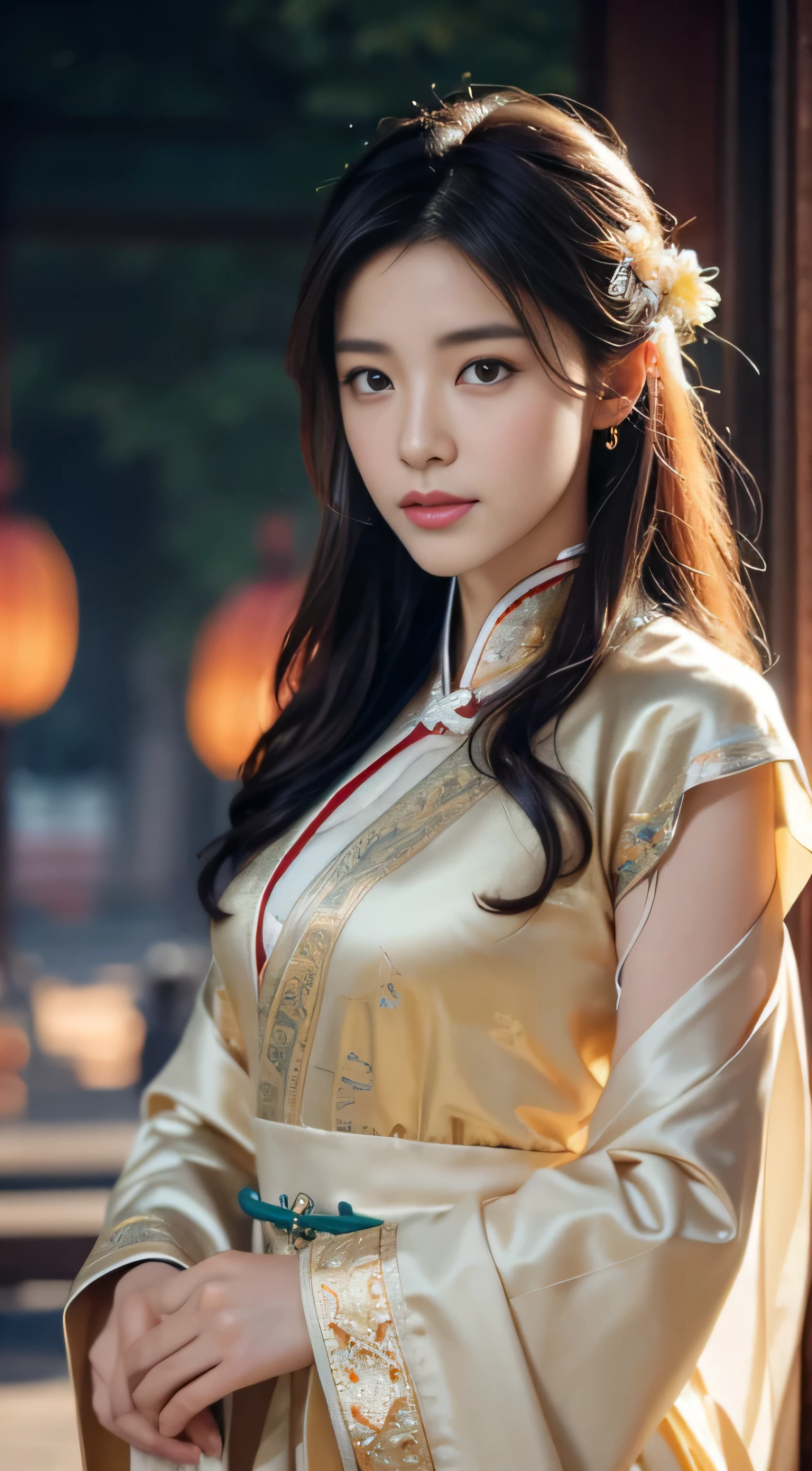 1 person，Chinese handsome，4k quality，Brilliant light and shadow，dingdall effect，The halo，messy  hair，young country，Gorgeous scene，The background is an ancient Chinese palace，dress nicely，chain，merit，Ancient Chinese style，Eyes are big and delicate，digitial painting，art  stations，concept-art，Clear focus，lamplight，Greg Rutkoski、Artwork by Alphonse Mucha and Victo Ngai，facing at the camera，Body 80%，