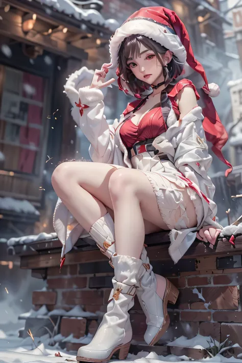 (top-quality,8K picture quality,​masterpiece:1.3,hight resolution,masutepiece:1.2), (Back alley),snowscape,Snow mage wearing whi...