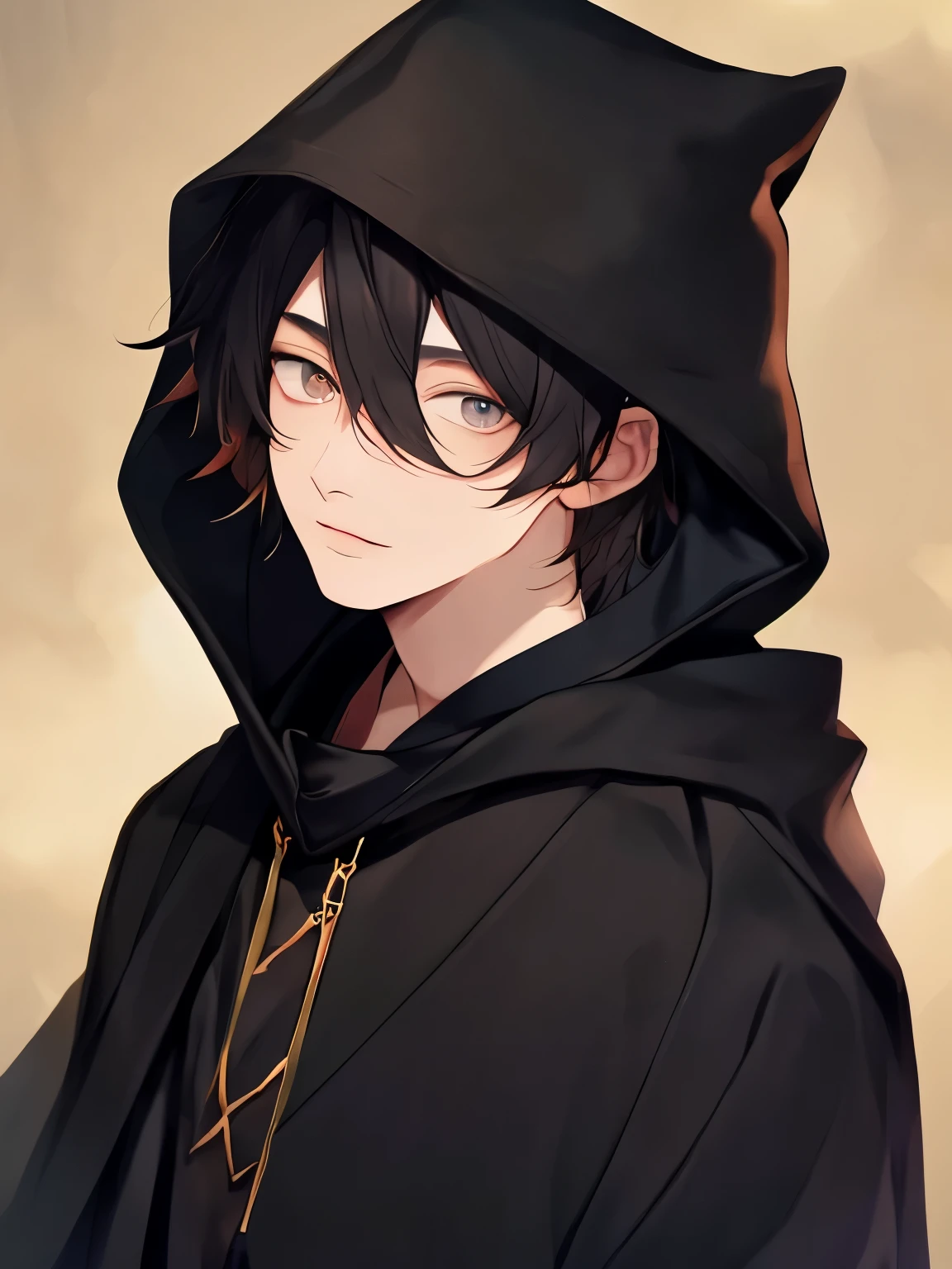 Anime boy with black hoodie and black hoodie SeaArt AI