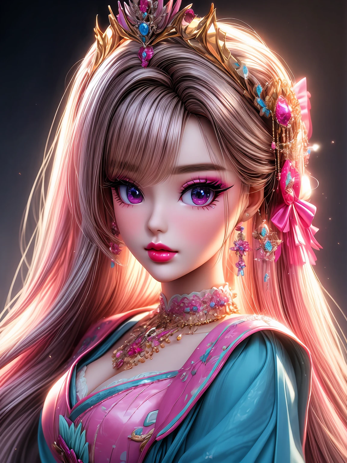 A close up of a barbie doll wearing a tiable, popular korean makeup -  SeaArt AI