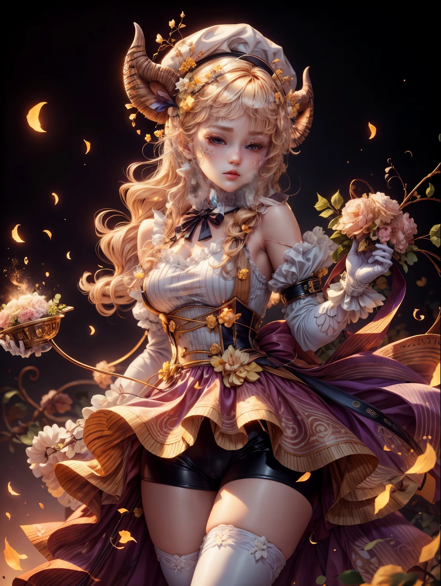 z23,, ctextured skin, 8K, Beautiful and delicate eyes, 电影light, beautiful  detailed face, ultra - detailed, Masterpiece Theatre of the World, light,, 1个Giant Breast Girl, alone, Blonde hair, a purple eye, hair pin, white  shirt, beret, of shoulders, mitts, Iron Cross, bike shorts, armlets, white mitts, cow boy shot,