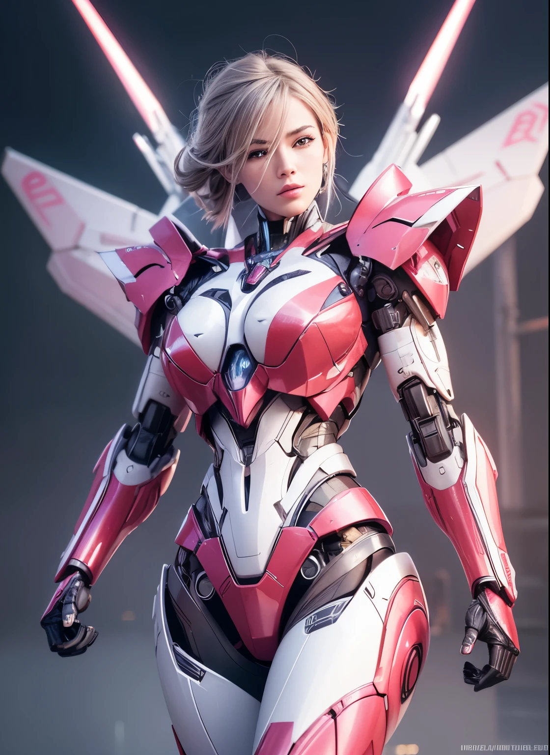 Textured skin, Super Detail, high details, High quality, Best Quality, hight resolution, 1080p, hard disk, Beautiful,(Arcee),beautiful cyborg woman,Mecha Cyborg Girl,Battle Mode,Girl with a Mecha Body,She wears a futuristic Transformers mech,Female Warrior,fully body photo