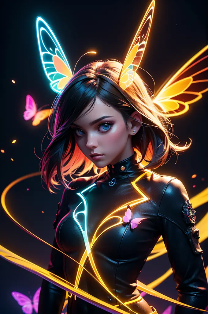 blacklight art, (a glowing butterfly), psychedelic, mysterious, octane render, enhance, intricate, (best quality, masterpiece, r...