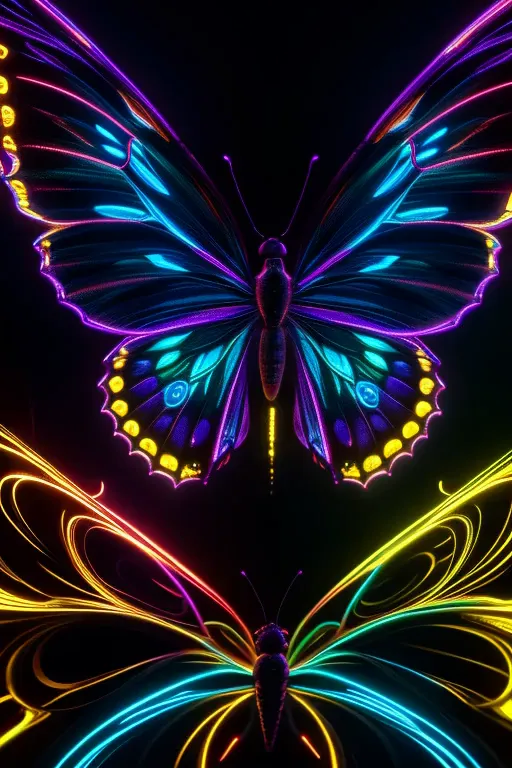 BlackLight Art, (close_up of glowing butterfly), Psychedelic, mysterious, octane render, enhance, intricate, (best quality, mast...