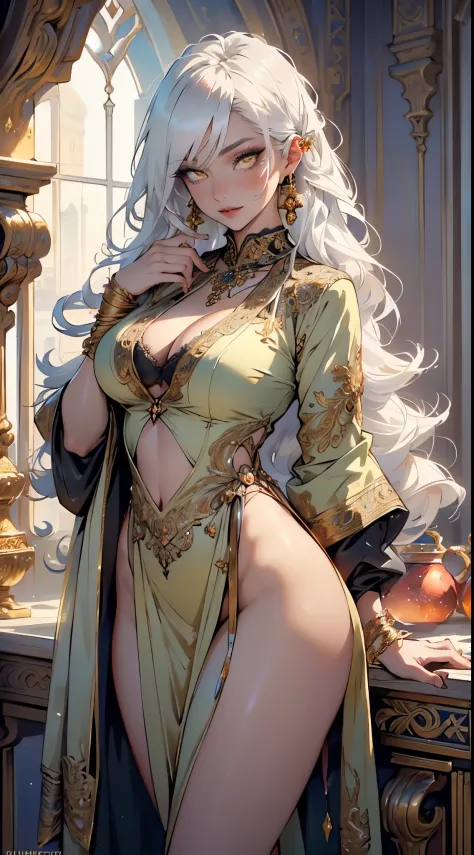 woman,1female,((milf,mom,mature,mature woman,45 years old female,adult)),(large breasts:1.5),saggy breasts,(((white hair:1.4,straight hair,long hair:1.4,colored inner hair))),((yellow_eyes:1.3)),intricate eyes,beautiful detailed eyes,symmetrical eyes,((((d...