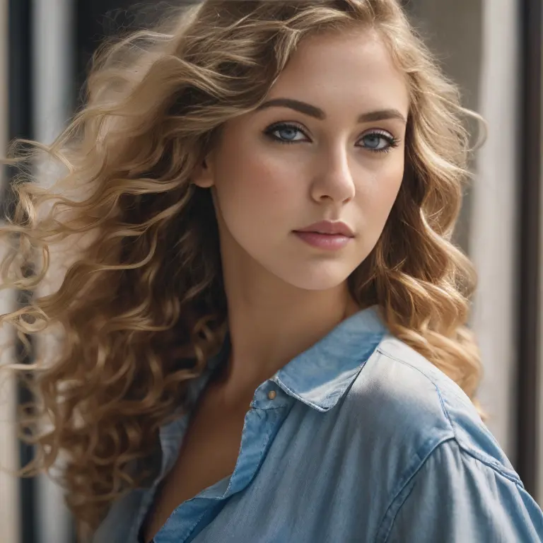 blond woman with blue eyes and long curly hair posing for a picture, curly blonde hair | d & d, curly blonde hair, pale skin cur...