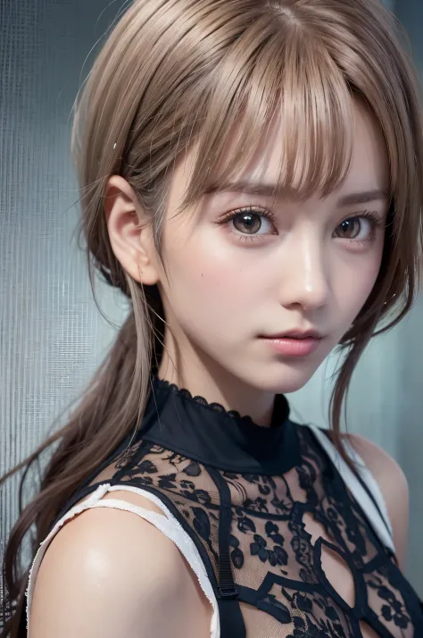 (8K, Photorealistic, Raw photo, of the highest quality: 1.3), (1girl in), Super beautiful, (Realistic face), (boyish, Silver Color Berry Shorthair), Beautiful , Glare that captivates the viewer, Beautiful expression, Beautiful breasts, (Realistic skin), Be...