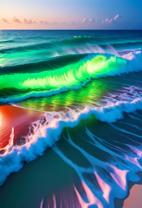 natta，The waves are surging，The sea breeze blowluorescent beaches reveal stunning ocean views，There will be blue light on the waves，Very mysterious and beautiful。Glowing waves，Night light appears on the waves，Natural phenomena，Biofluorescence，Various micro...