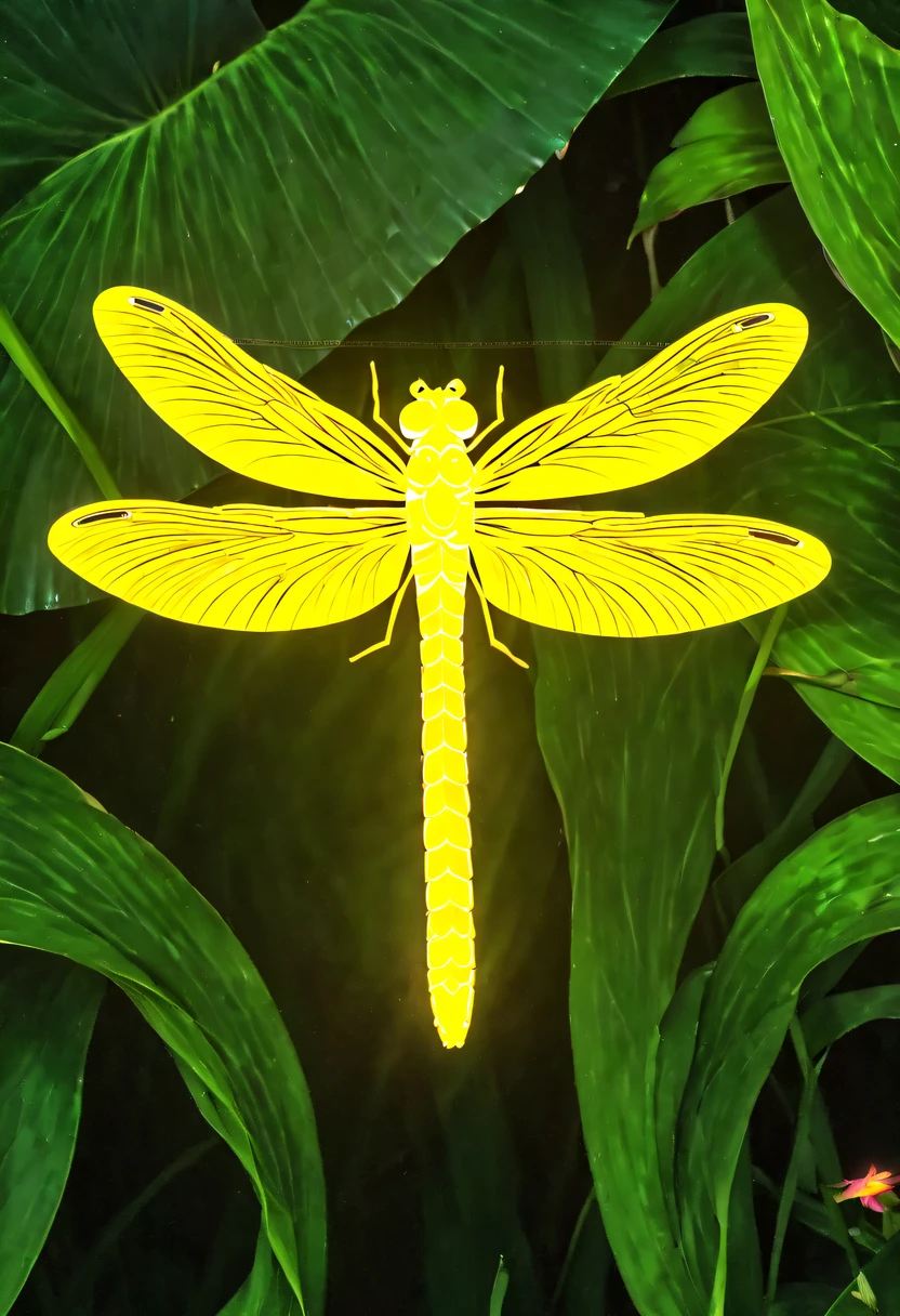 (glowing dragonfly:1.5)，natta，lotus flower