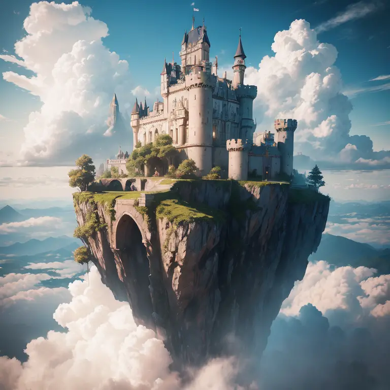 "there's an island floating in the sky among the Cloud with castle on it, The castle is full of gears and machine parts" Castle ...