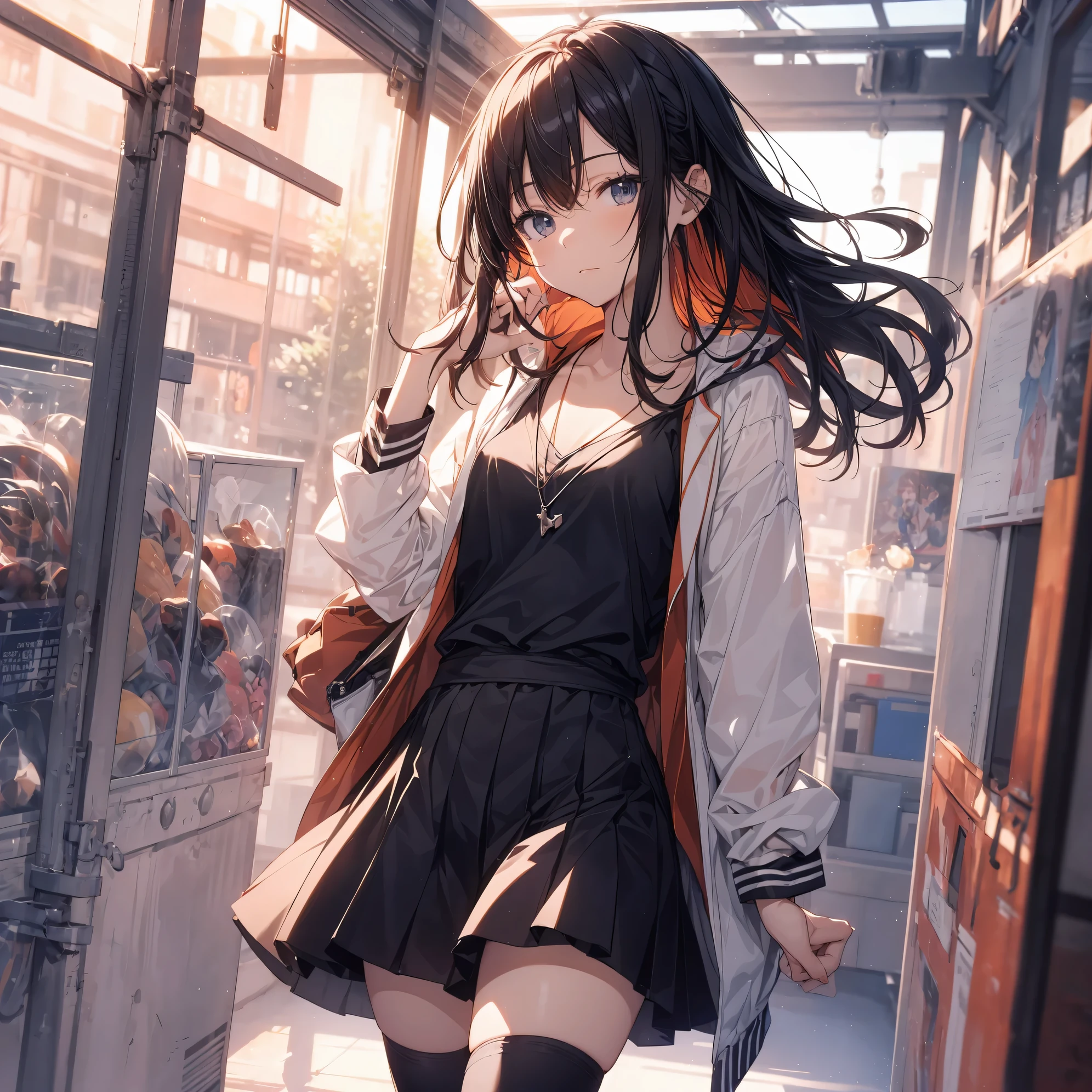 Super high quality by the art god, Ultra-detailed, High resolution, anime moe art style, best anime 8K konachan wallpaper, Pixiv Contest Winner, Perfect Anatomy, BREAK,(Draw a girl sleepily walking to school. ),BREAK, 1girl in, (Solo,,,13years:1.3),Full limbs, complete fingers,a junior high school student, Androgynous attraction, (Very short hair), Sleeping hair, hair messy, flat chest, Small butt, groin, Small eyes,Beautiful detailed black eyes, Well-proportioned iris and pupils, disgusted eye, High resolution detailed hair, , Skirt, On the way to school. BREAK,Ultra-detailed細なスキン, Best lighting by famous artists, 8K, Illustration,