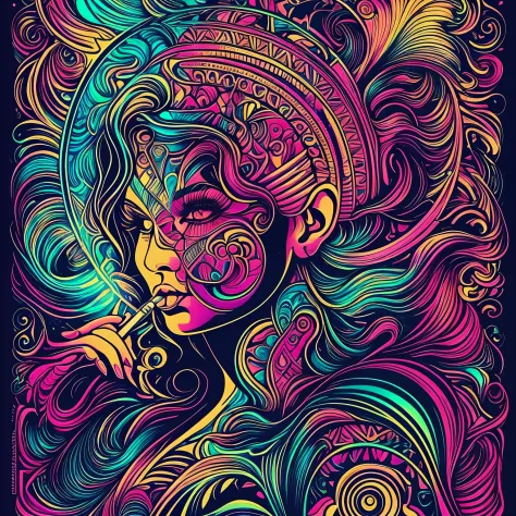 una pintura de un esqueleto fumando un cigarrillo, arte digital, por dan mumford, ganador del concurso behance, psychedelic artw...